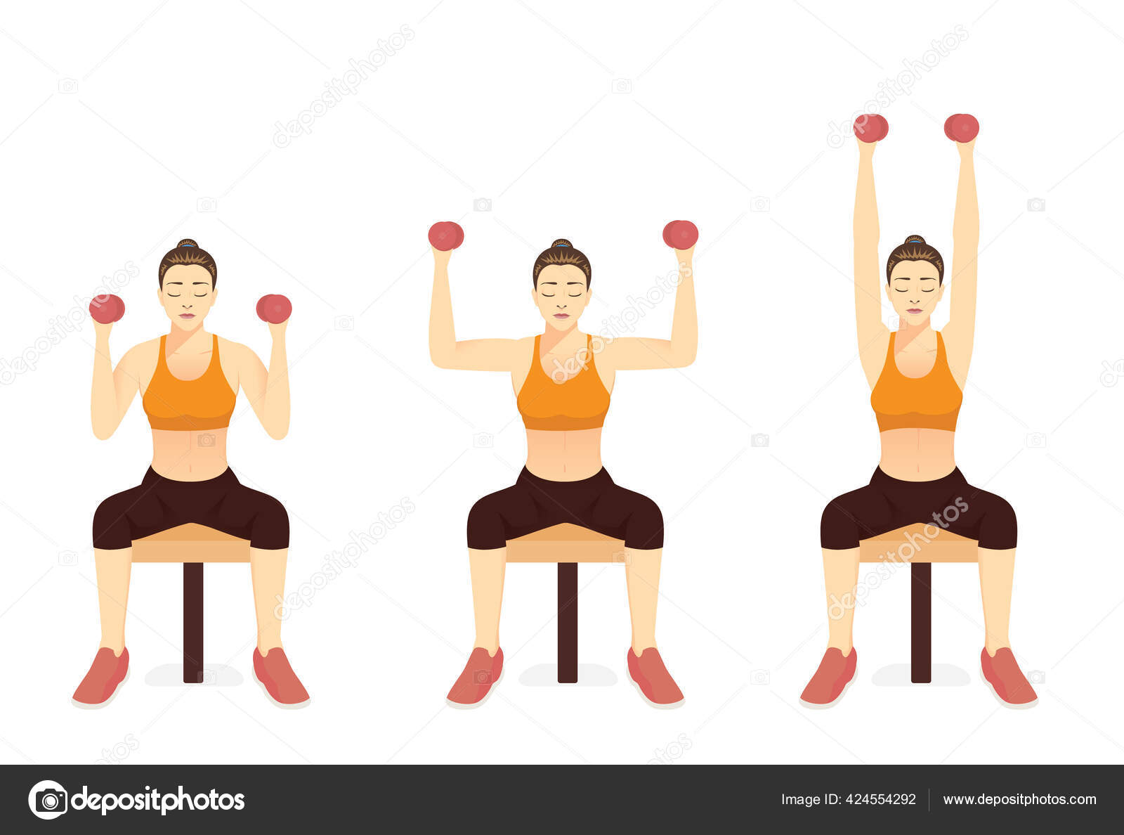 Mujeres Haciendo Prensa Militar Mancuernas Banco Ilustración Sobre