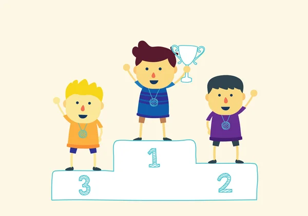 Tiga anak pemenang peringkat - Stok Vektor
