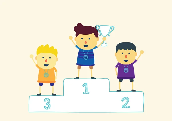 Tres niños ganadores de ranking — Archivo Imágenes Vectoriales