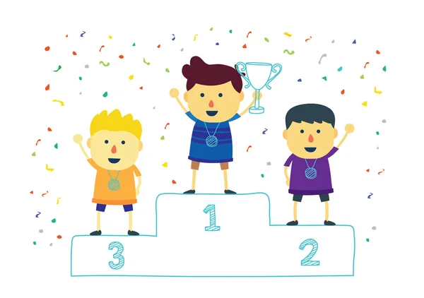 Tres niños ganadores de ranking — Archivo Imágenes Vectoriales