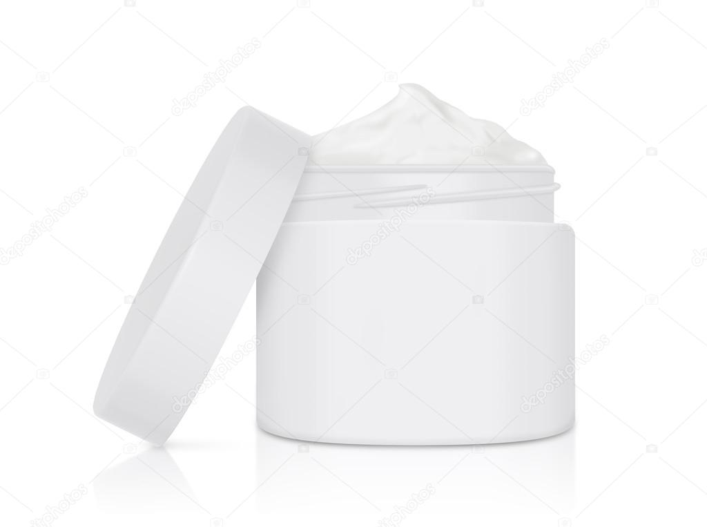White cream jar open lid have copy space for logo, label, and other
