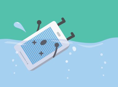 Smart phone drop into the water. clipart