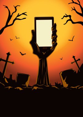 Zombi el holding smartphone