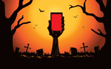 Zombi el holding smartphone