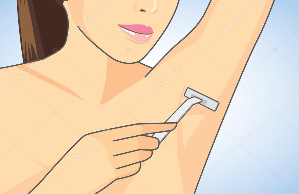 Remove armpit hair with shaving