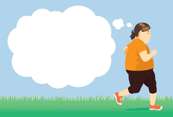 Tlustá žena zhubnout s jogging — Stockový vektor