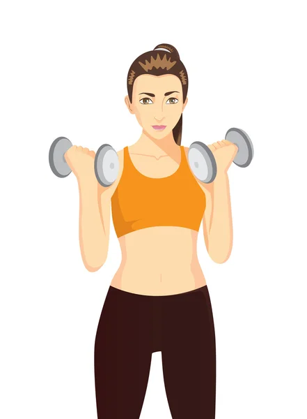 Women doing dumbbells exercises for health and beauty. — Stock Vector