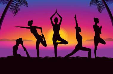 Yoga duruş poz bayanlara silüeti