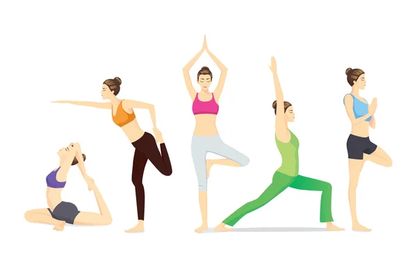 Collection posture de yoga — Image vectorielle