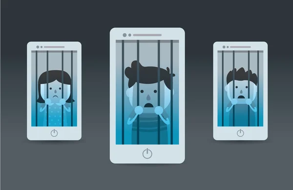 Kid imprisoned in prison phone Royalty Free Stock Illustrations