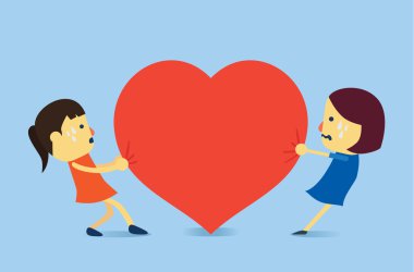 Two woman want same heart clipart