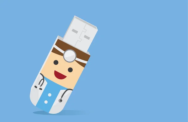 Doctor en Flash Drive — Vector de stock