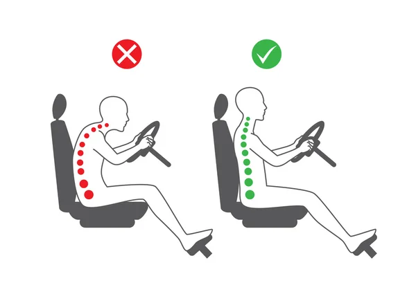 Posição sentada correta na condução — Vetor de Stock