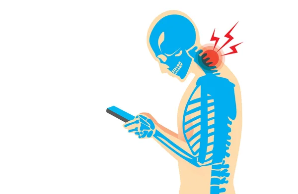 Dolor en el cuello desde el Smartphone — Vector de stock