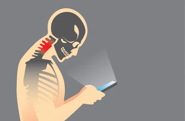 Dolor en el cuello desde el Smartphone — Vector de stock