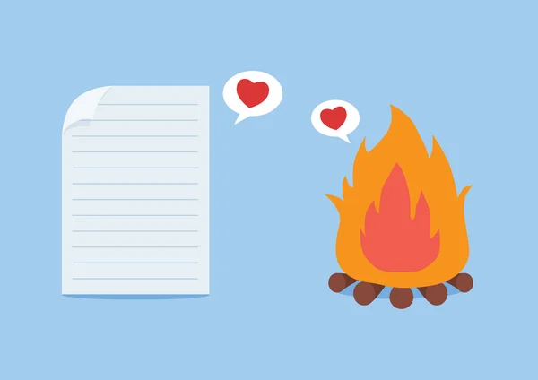 El papel tiene un amor tonto con el fuego — Archivo Imágenes Vectoriales