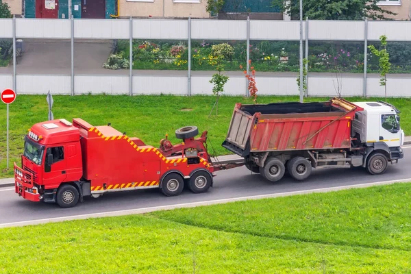 Remolques Tractor Camión Semirremolque Gran Alcance Con Camión Carga Granel — Foto de Stock