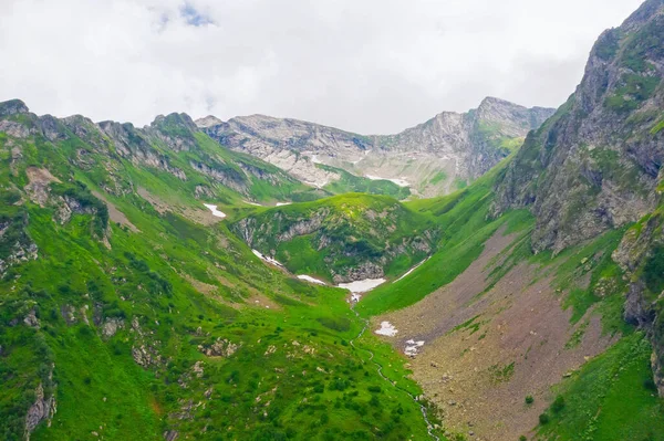 Luftaufnahme Eines Bergtals Mit Almwiesen Und Bächen — Stockfoto