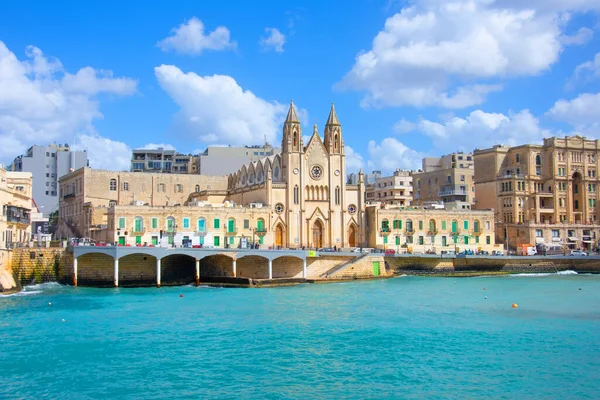 Церковь Девы Марии Кармельской Заливе Баллута Слиме Валлетта Столица Мальты — стоковое фото