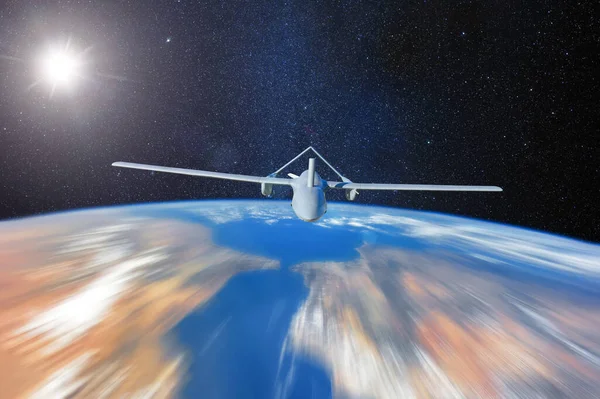 Wahadłowiec Kosmiczny Lecący Orbicie Ziemskiej Skrzydłami Przeznaczonymi Lotów Kosmosie Atmosferze — Zdjęcie stockowe