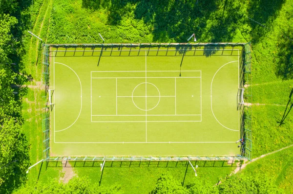 Top Uitzicht Vanaf Drone Van Voetbalveld — Stockfoto