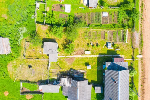 Російське Село Згори Літального Апарату Земельні Ділянки Будинків Сільських Будівель — стокове фото