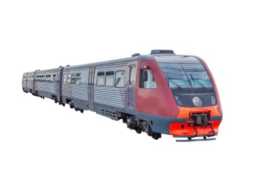 Küçük yolcu treni beyaz arka planda izole edildi