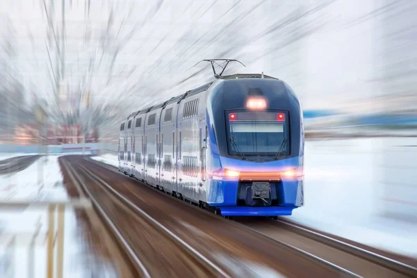 Moderne Hochgeschwindigkeitszüge Bewegung Verschwimmen Personenverkehr — Stockfoto