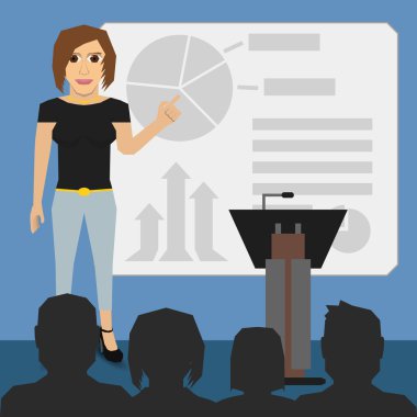 İllüstrasyon vektör grafik kadın sunum