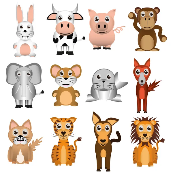 Ilustración Gráfico Vector Set Animales — Vector de stock