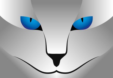 İllüstrasyon vektör grafik beyaz kedi mavi gözleri