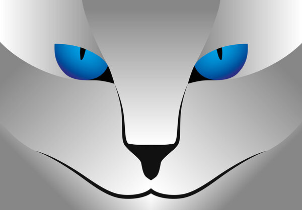 Illustration Vector Graphic white Cat blue Eyes