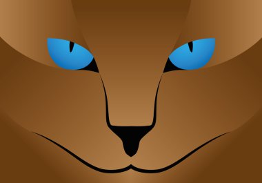 İllüstrasyon vektör grafik kahverengi mavi kedi gözleri
