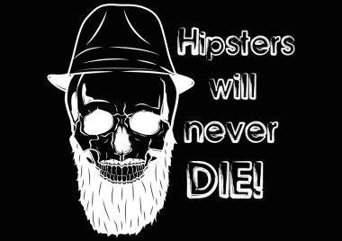 İllüstrasyon vektör grafik kafatası korsan Hipster