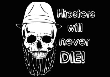 İllüstrasyon vektör grafik kafatası korsan Hipster