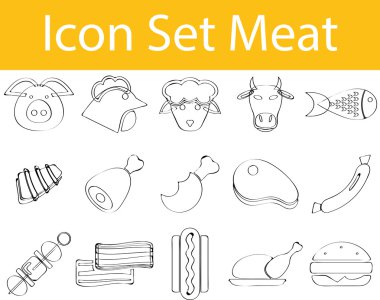 Çizilmiş Doodle Icon Set et kaplı