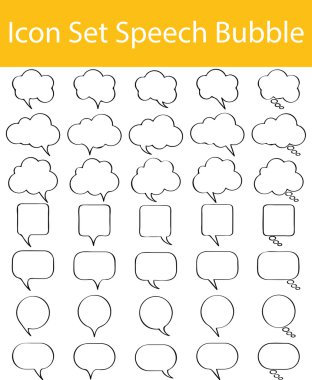 Çizilmiş Doodle Icon Set konuşma balonu kaplı