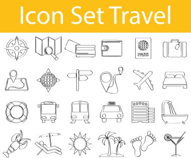 Çizilmiş Doodle Icon Set seyahat kaplı