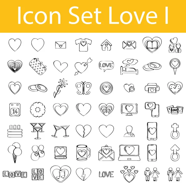 Rajzolt firka bélelt Icon Set Ildikó — Stock Vector