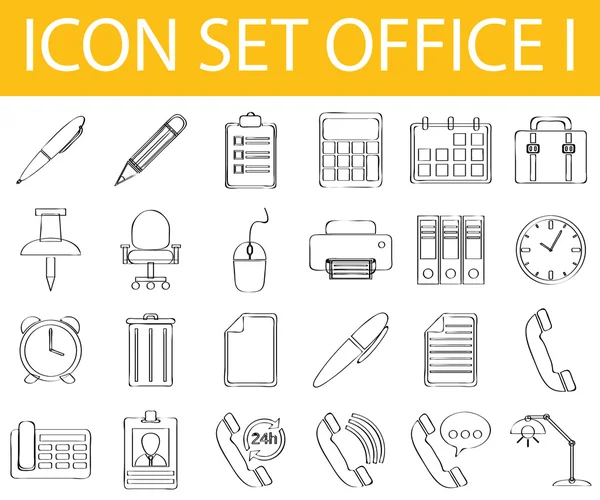 Çizilmiş Doodle Icon Set Office kaplı ben