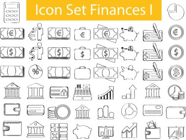 Çizgili Doodle çizilmiş Icon Set ben finanse etmektedir