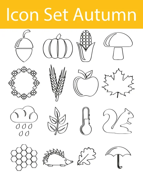 Dragna Doodle fodrad ikon Set hösten — Stock vektor