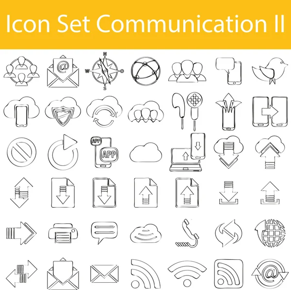 Gezeichnet Doodle liniert Icon Set Kommunikation ii — Stockvektor