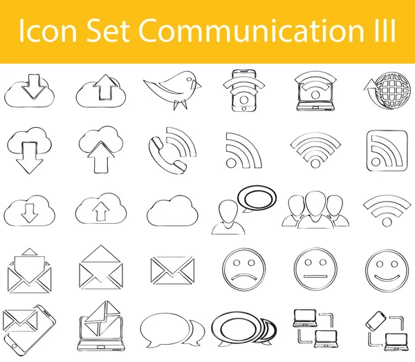 Gezeichnet Doodle liniert Icon Set Kommunikation iii — Stockvektor