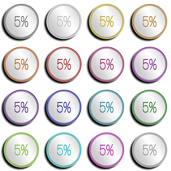 Кнопка Silver Shiny 5% — стоковое фото