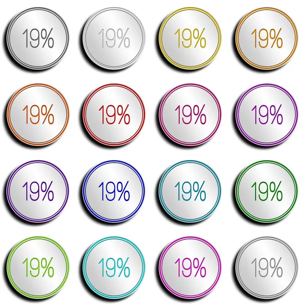 Кнопка Silver Shiny 19% — стоковое фото