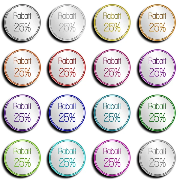Button Silver Shiny 25 PERCENT — Stock Photo, Image