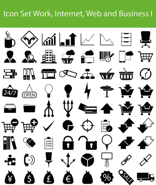 Icon set work, internet, web und business i — Stockvektor