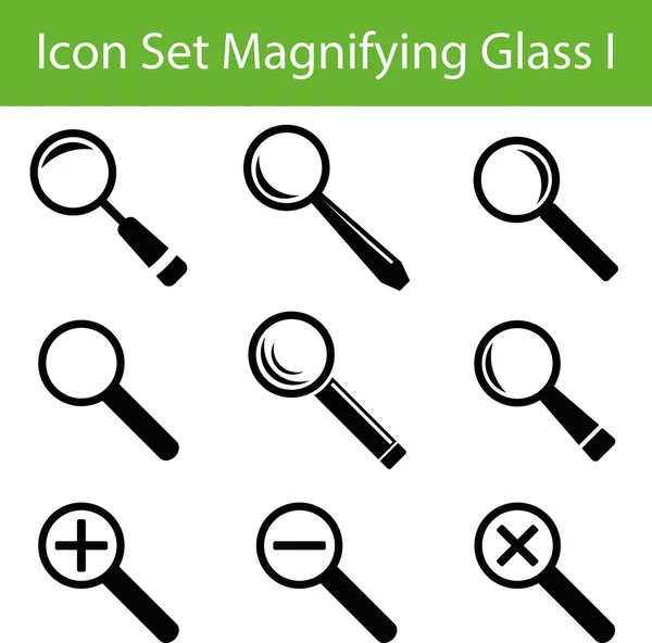 Icon Set nagyító üveg I — Stock Vector