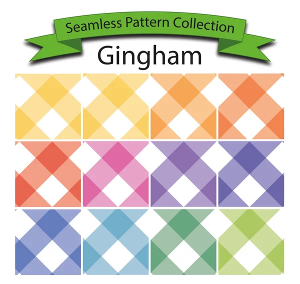 Pattern Collection Vector Seamless Gingham — Stock Vector